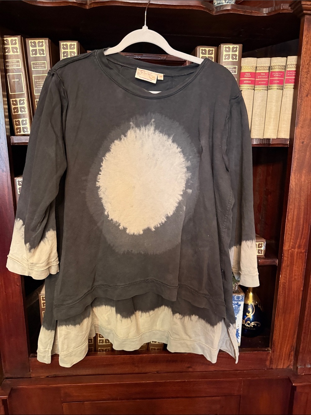 Paper Lace top. OS.   Runs small. Black and Cream grey.  Super cute. Worn.
